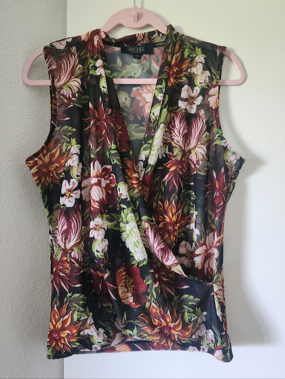 Rachel Roy Botanical Floral Sheer Sleeveless Blouse